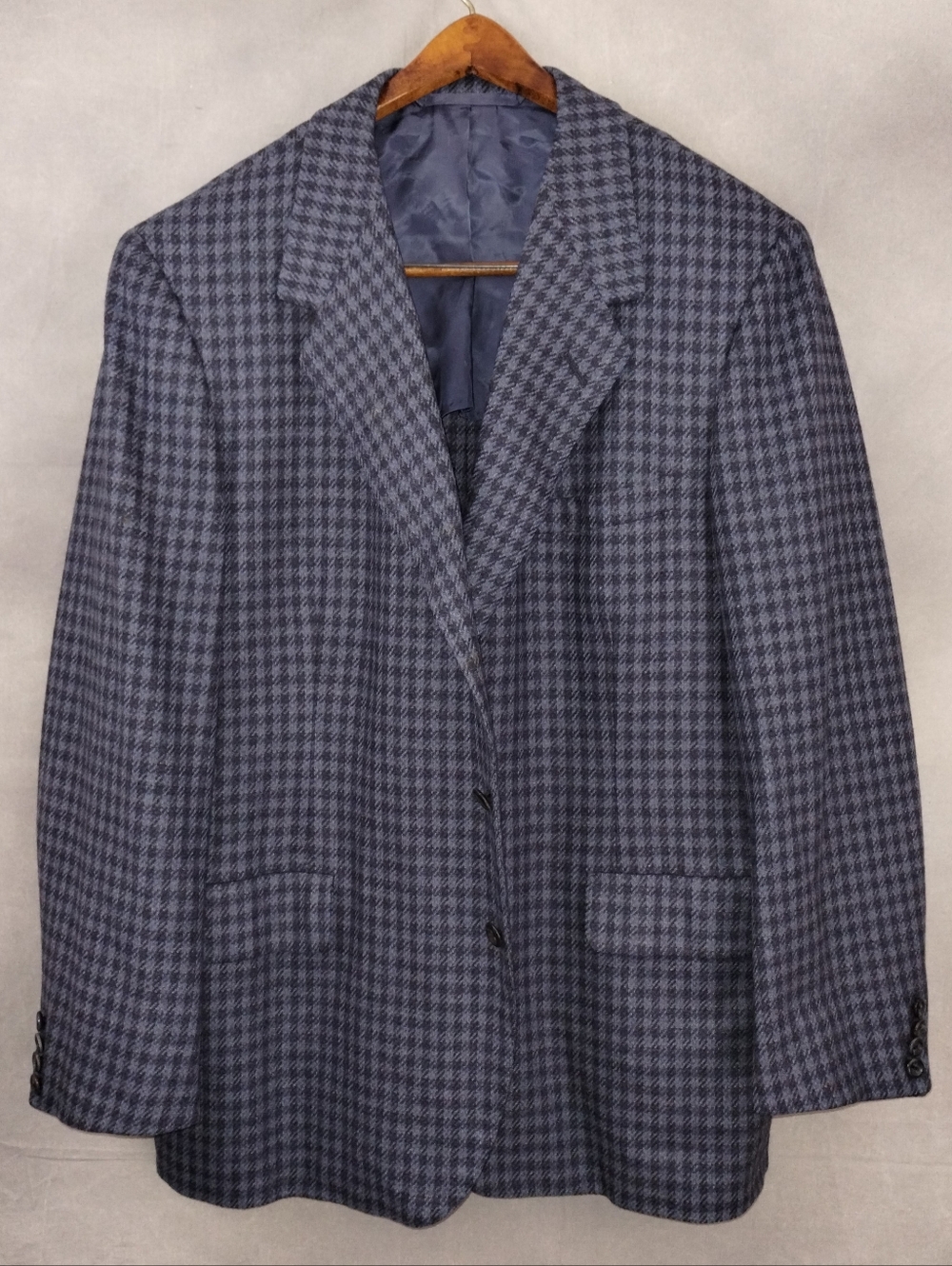 Oxxford Clothes Sport Coat Tweed Heavy Wool Jacket Blazer Blue Size 46R